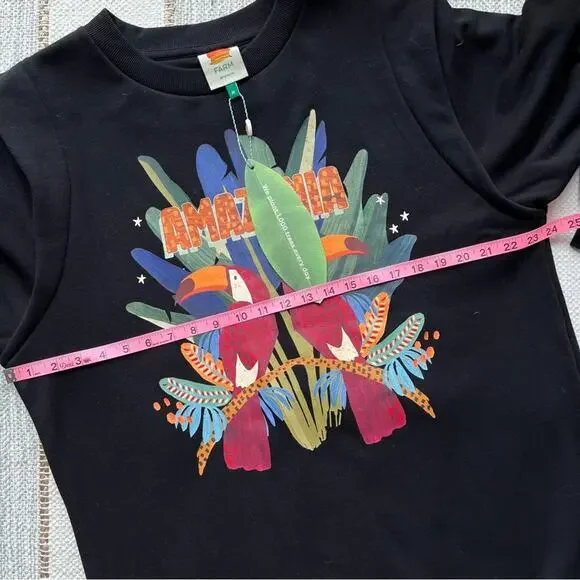 Farm Rio Amazonia Black Long Balloon Sleeves Sweat Dress Women’s Size Medium - Picture 6 of 11